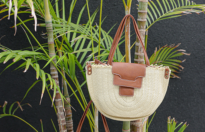 Summer Color Combination Half-Moon Rattan Bag