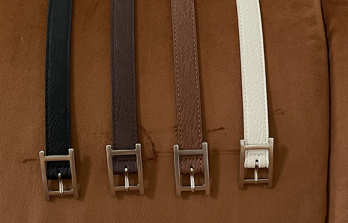 Neat H Silver Leather Belt