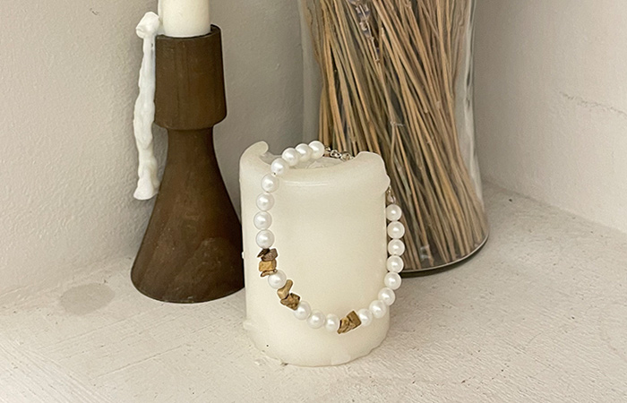 Pearl&Wood Precious Stone Point bracelet