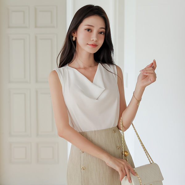 Soft Cowl Neck Sleeveless Blouse