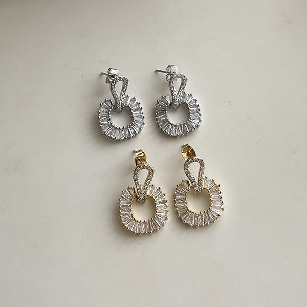 Shining Cubic Round Square Earring