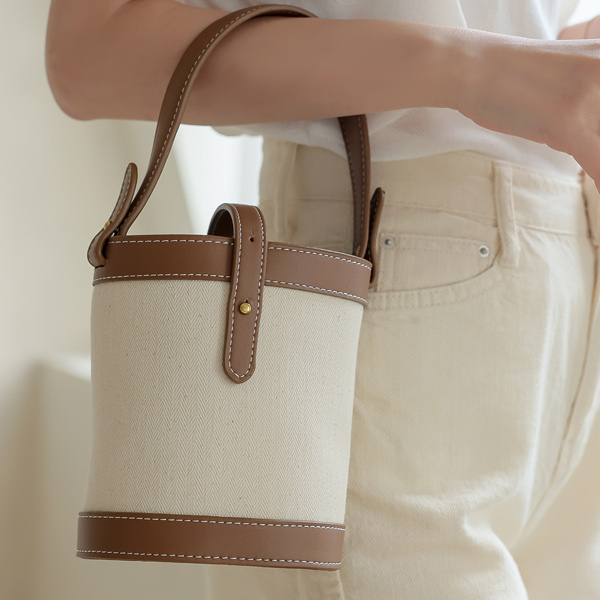 Cotton Natural Mini Bucket Bag