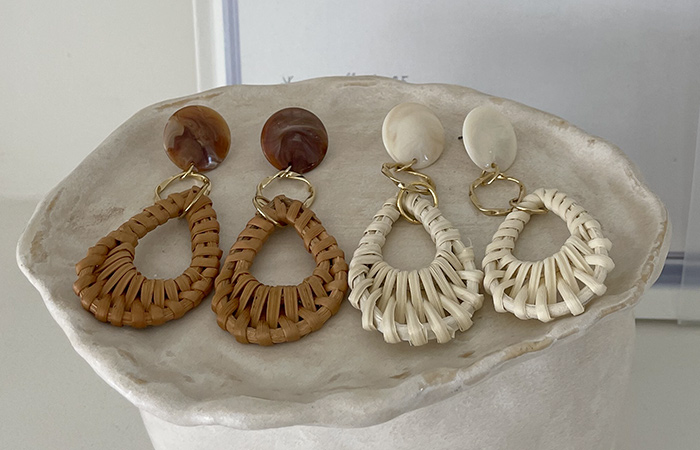 Mable Rattan Round Ring large Earring