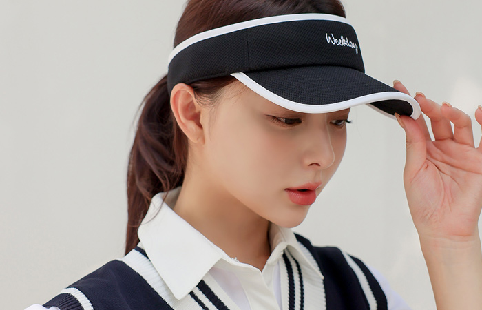 Mesh Color Combination Lettering Velcro Sun Cap