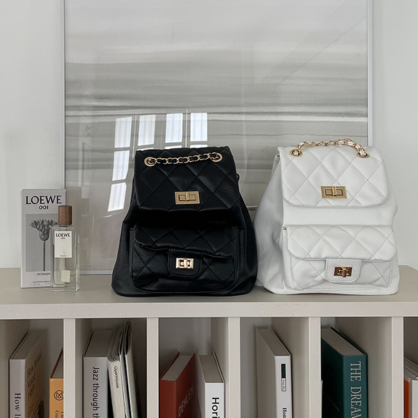 shasha Luxury Quilting Gold Color Combination Point BackPack