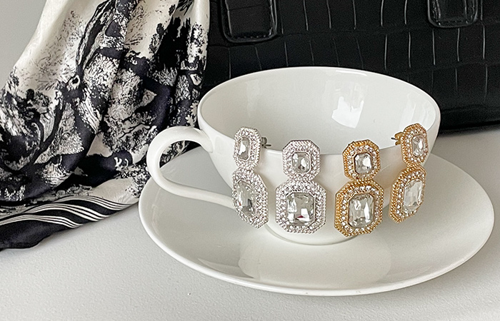 Luxury Double Antique Gold Cubic Earring