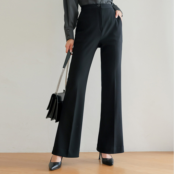 Stretchy-Waist Span Slim Fit Boot-Cut Slacks