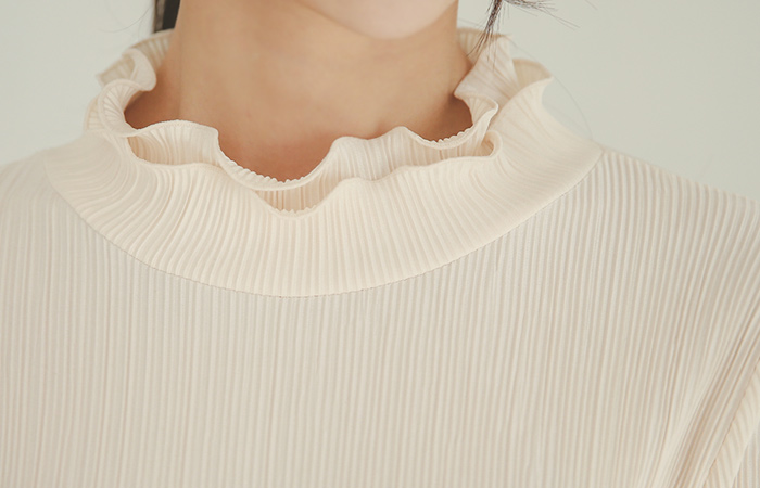 Double Frill Neck Pleats Blouse