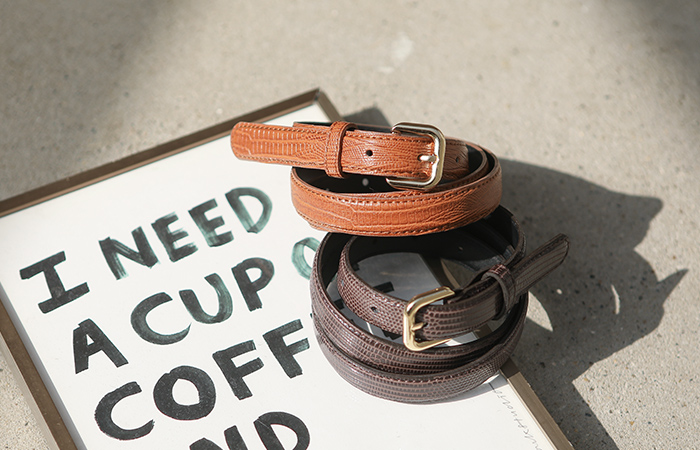 Crocodile gold buckle Belt