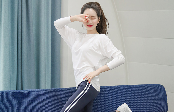 Simple Boat Neck Sting Long tee