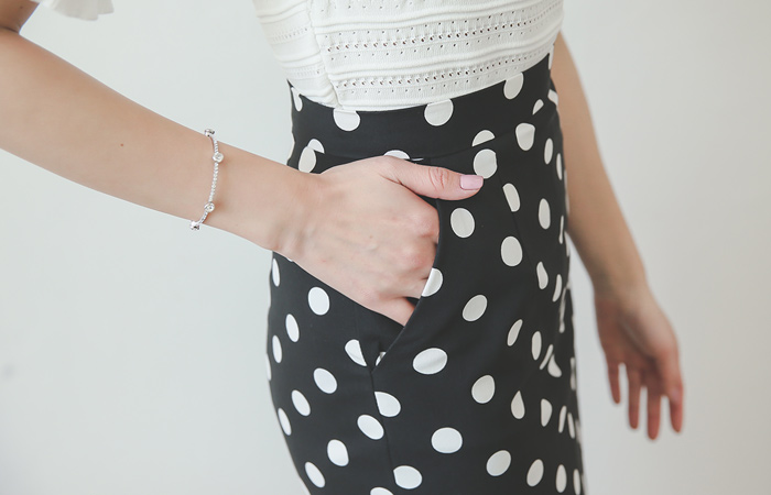 Dot Pocket Cotton span Skirt