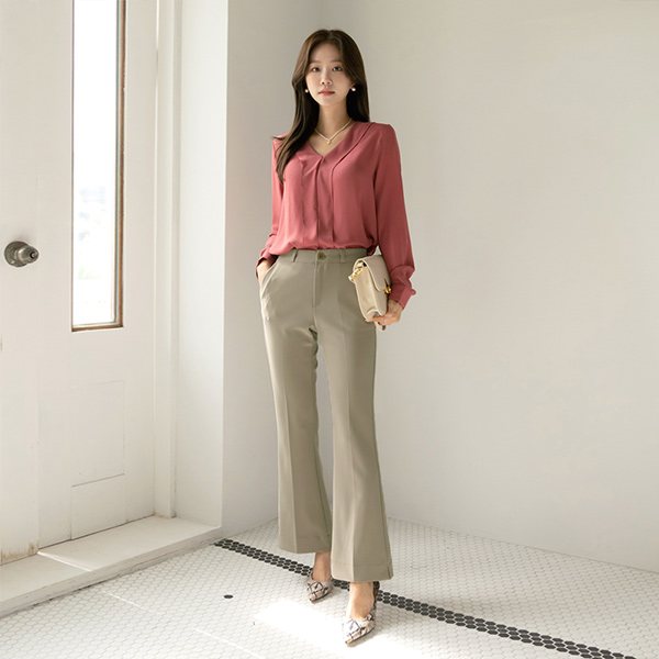 Standard Boot-Cut Stretchy-Waist Tension Slacks