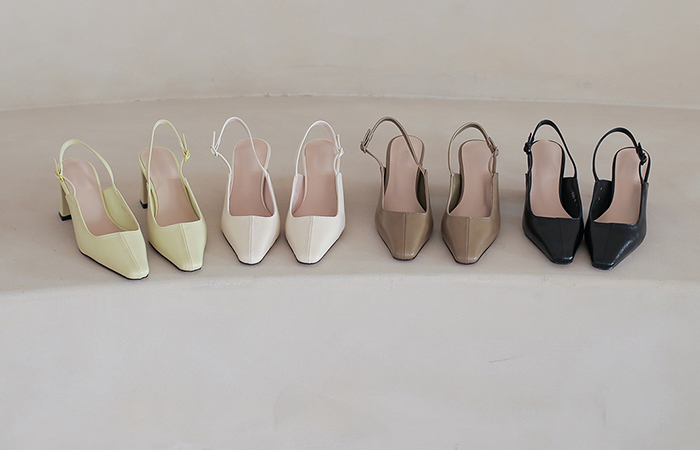 [Models wear43st]Square Cutting-line SlingBack Heels
