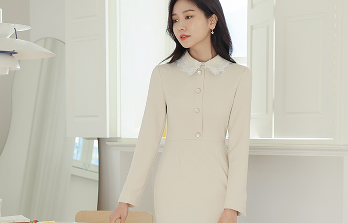 Elegance Lace Collar Mermaid Dress