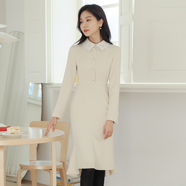 Elegance Lace Collar Mermaid Dress