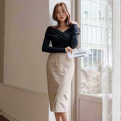 Official High-Waist H-line Slit Skirt