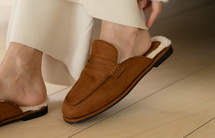 Autumn And Winter 털 Backless Loafer