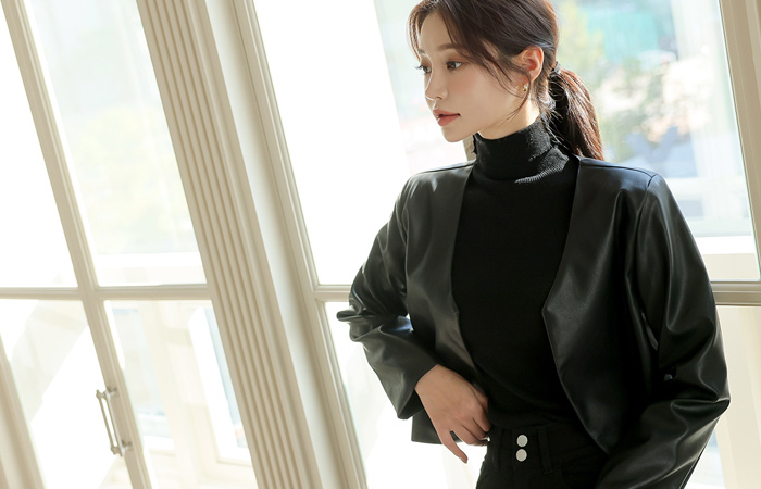 Eco Leather Bolero Open Jacket