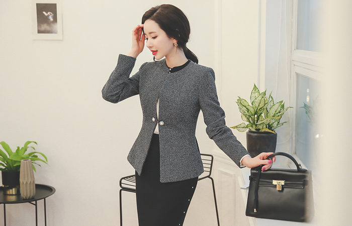 Backplit Pearl Button Rounding Jacket