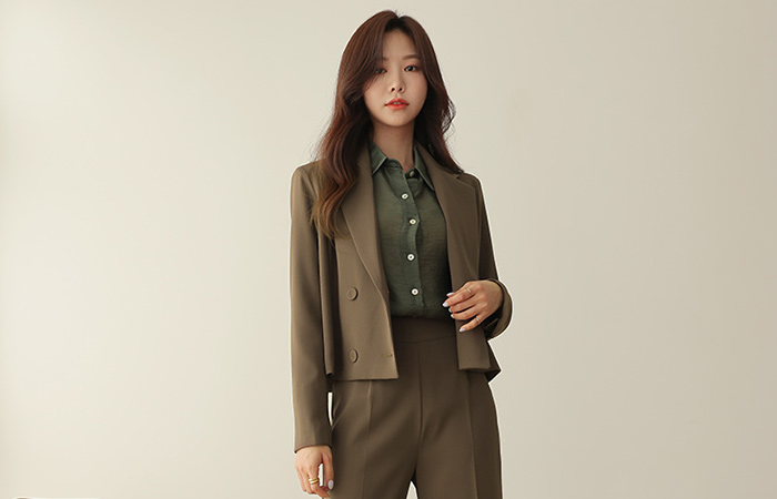 Modern Double-button Tailored Crop JacketⅡ