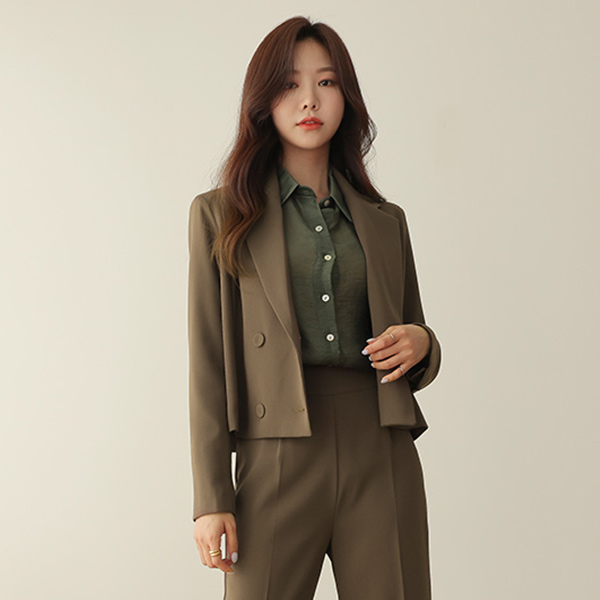 Modern Double-button Tailored Crop JacketⅡ