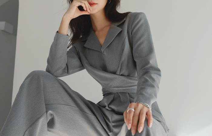 Cross Tailored Collar Jumpsuit