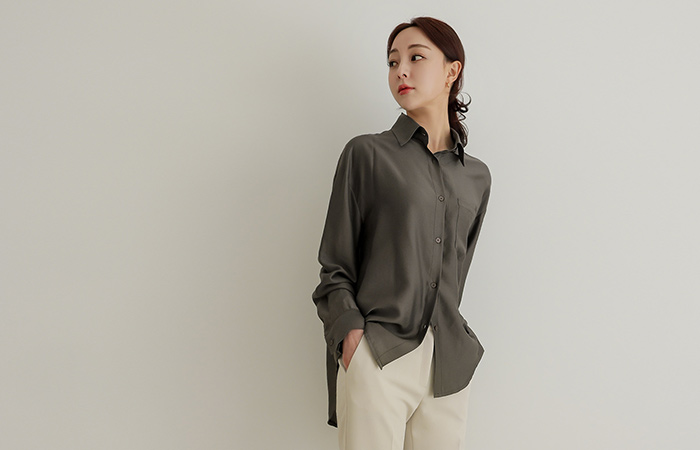 Satin Collar Shirt loose fit Blouse