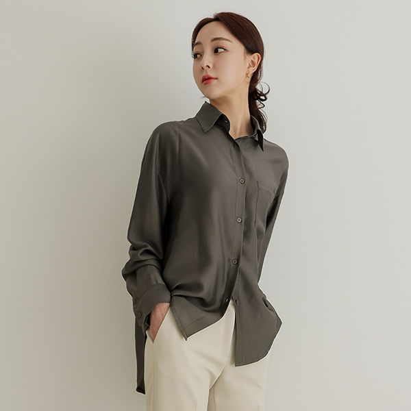 Satin Collar Shirt loose fit Blouse