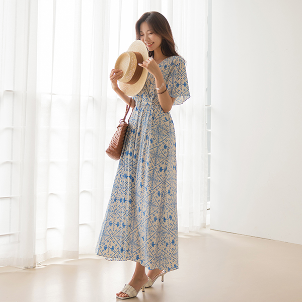 Cool Vacation Mood Wrap Style Long Dress