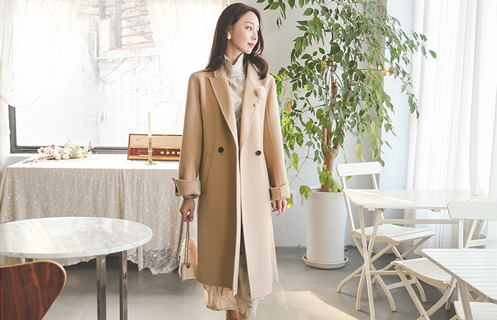 Wide Button Cuffs Wool Hand-Made Coat