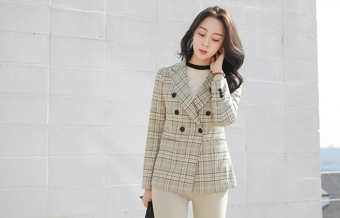 Alternative Check Double-button Jacket