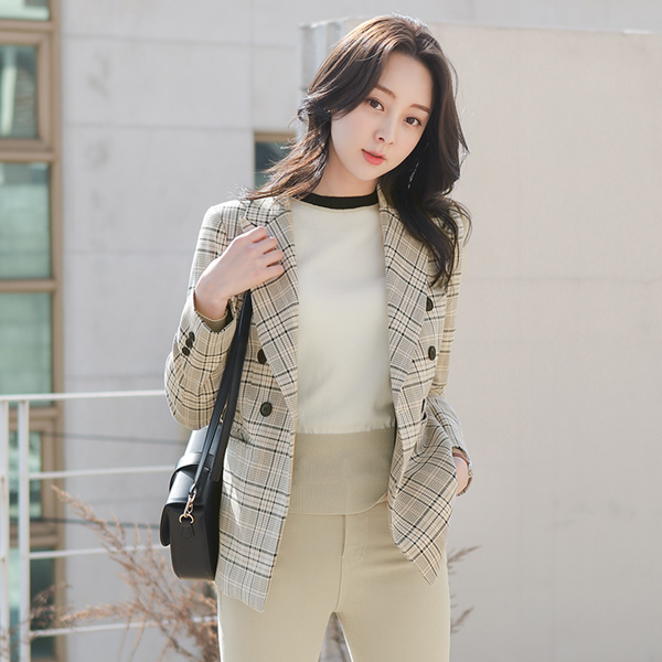 Alternative Check Double-button Jacket