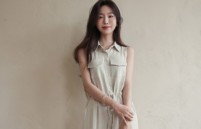 Soft Linen Shirt Long String Dress