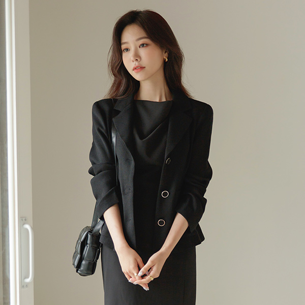 Tailored Collar Silver Rounding Summer Jacket