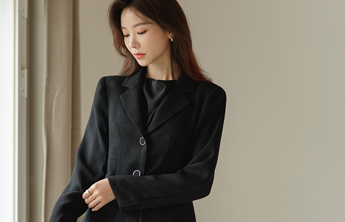 Tailored Collar Silver Rounding Summer Jacket