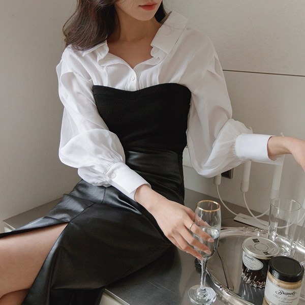 layered Corduroy Knit Tower Chic Shirt