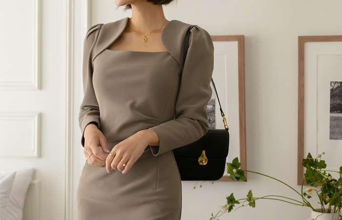 Trendy Bolero Point Span Shirring Dress