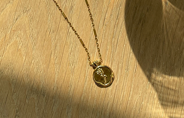 Gold Rose coin Necklace