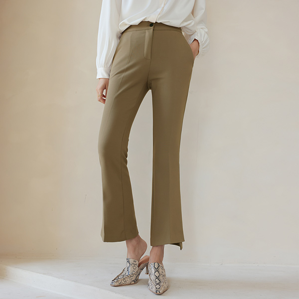 Unbalance Hems Tight Fleece Lining Slacks