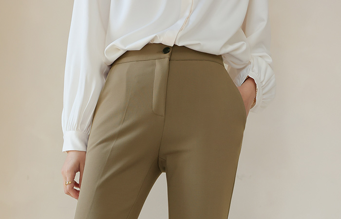 Unbalance Hems Tight Fleece Lining Slacks