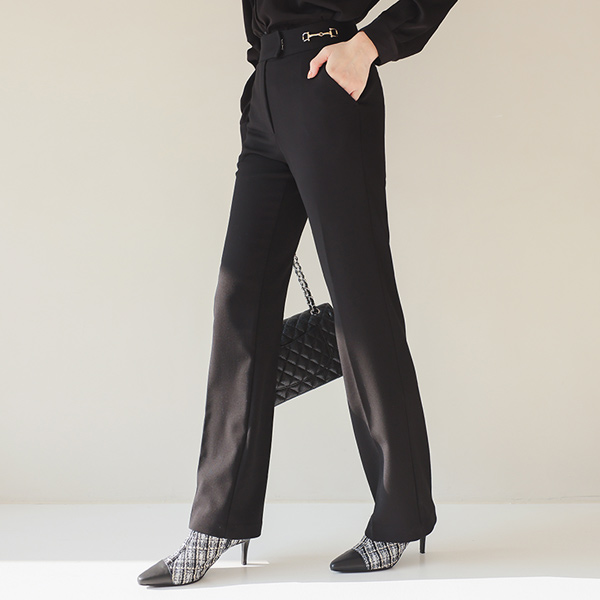 Double Gold Buckle Decoration Span Slacks