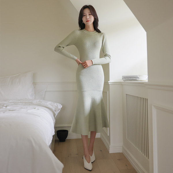 Elegance Mermaid Line Knit Long Dress