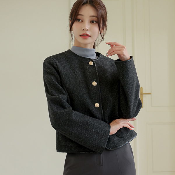Leather Folder Wool Jacket(quilted lining)