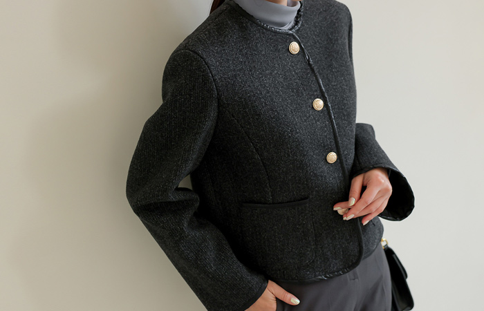 Leather Folder Wool Jacket(quilted lining)