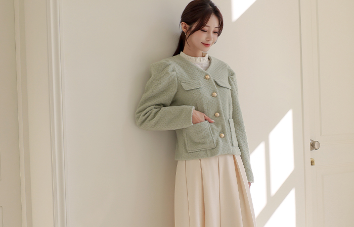 Cozy Double Pocket Gold Button Jacket