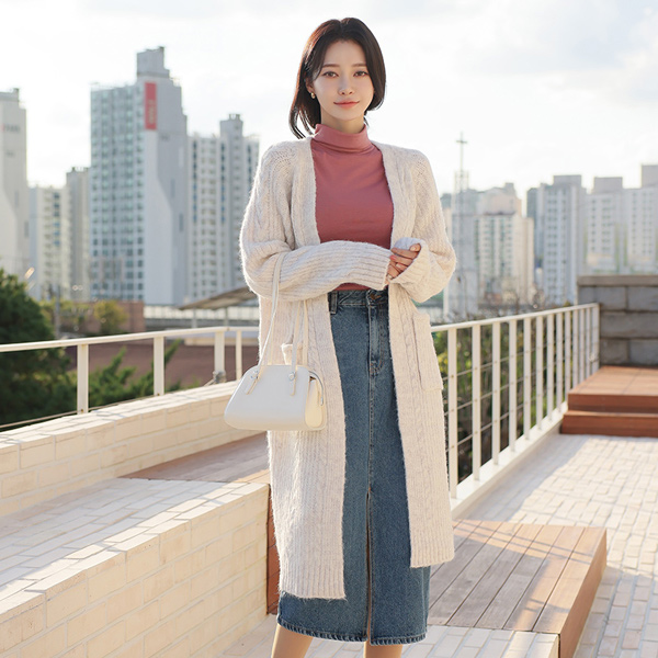 Soft Bouclé mix Twiddle Pocket Long Cardigan