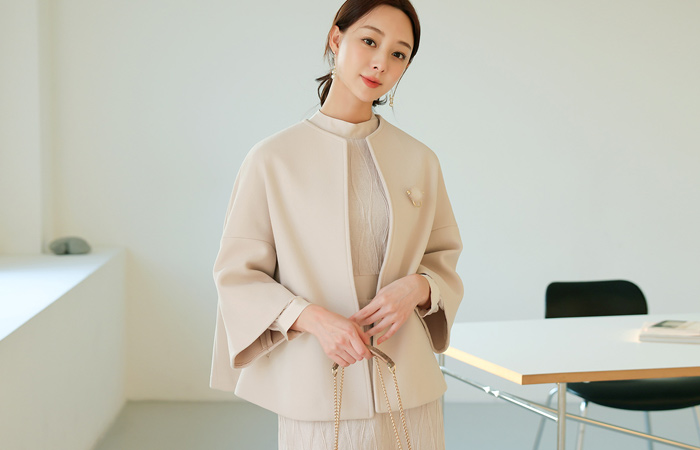 wing Sleeves Mink Brooch Cape Wool Coat