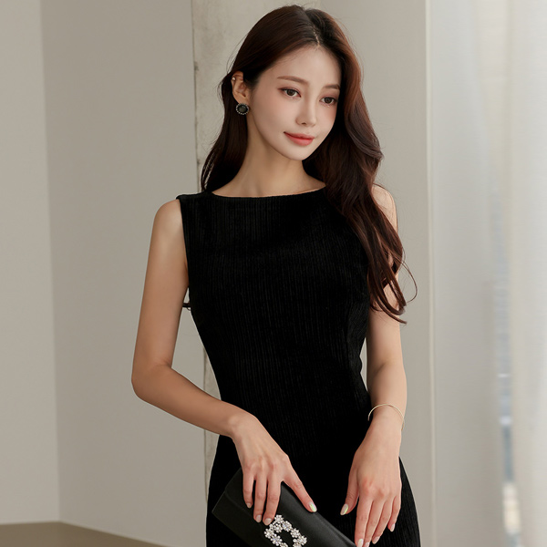 Simple Corduroy H-line Sleeveless shirts Dress