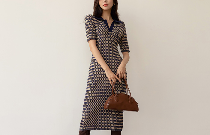 ODE Patterns Point Collar Knit Dress