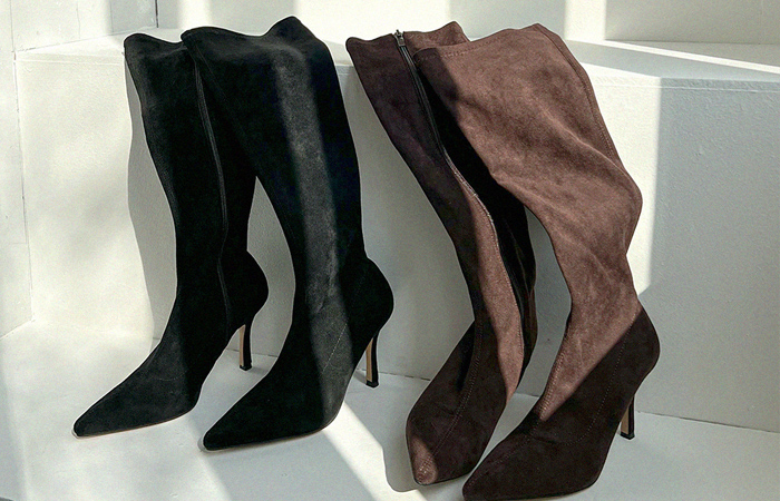 Modern Chic Suede Stiletto 롱부츠힐